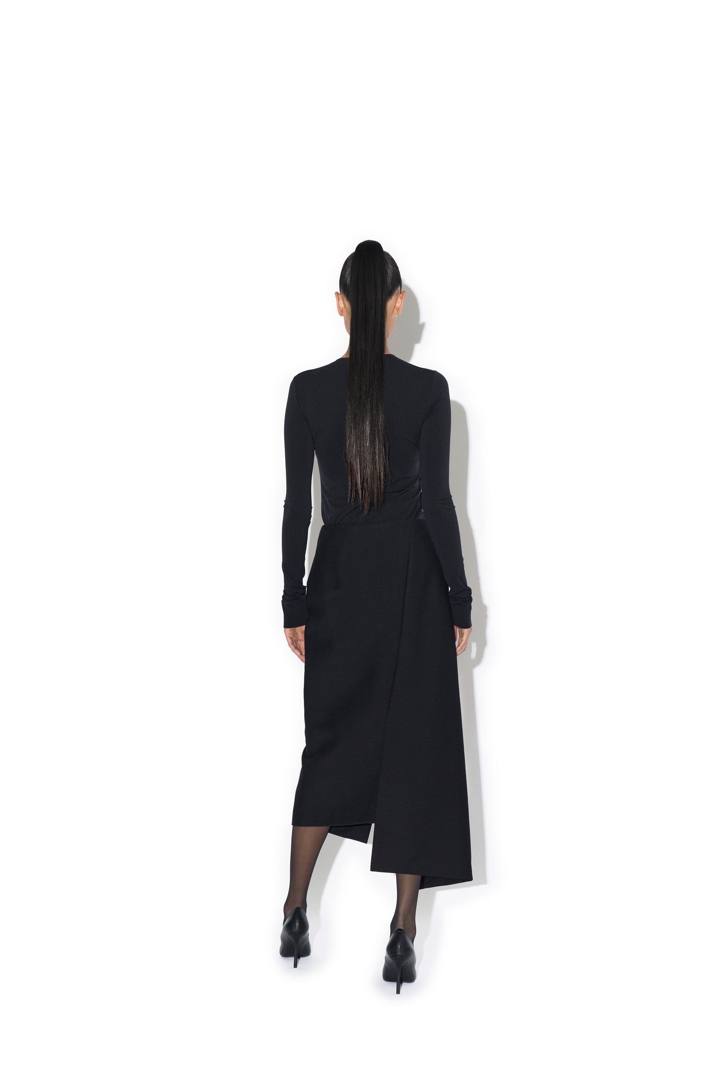 PAPER WOOL ASYMMETRICAL WRAP SKIRT