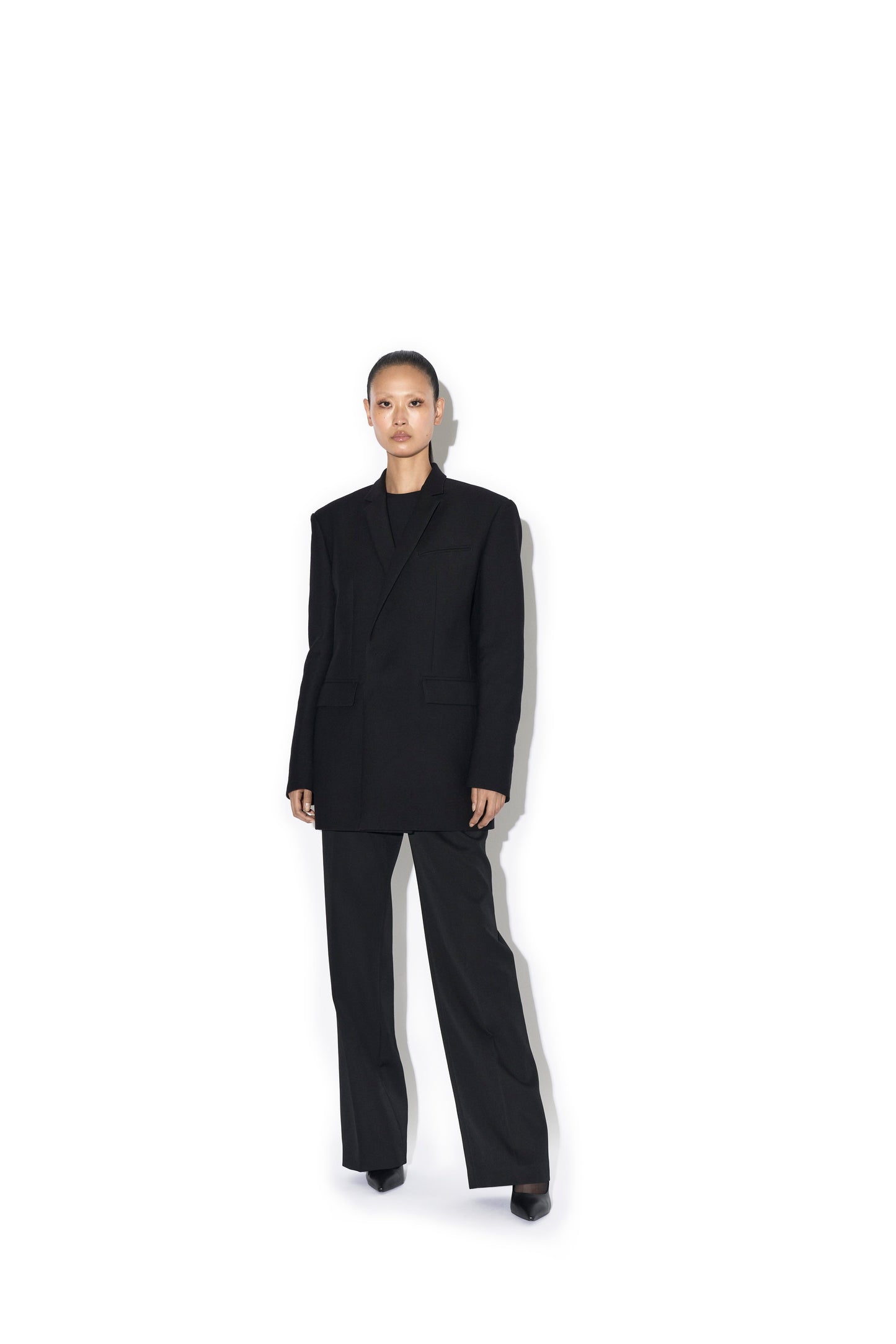 COMPACT WOOL TWILL WIDE WAISTBAND MEN'S TROUSERS