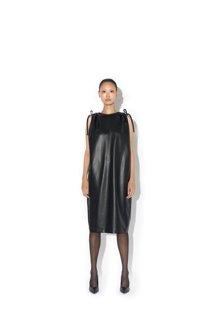 FAUX LEATHER COCOON SHAPED DRESS
