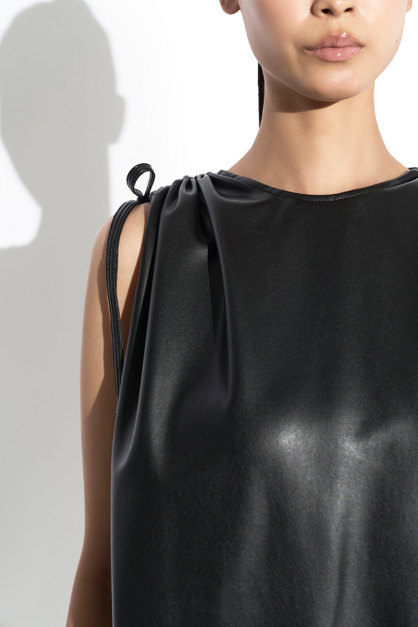 FAUX LEATHER COCOON SHAPED DRESS