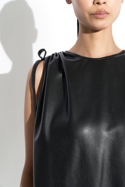 FAUX LEATHER COCOON SHAPED DRESS