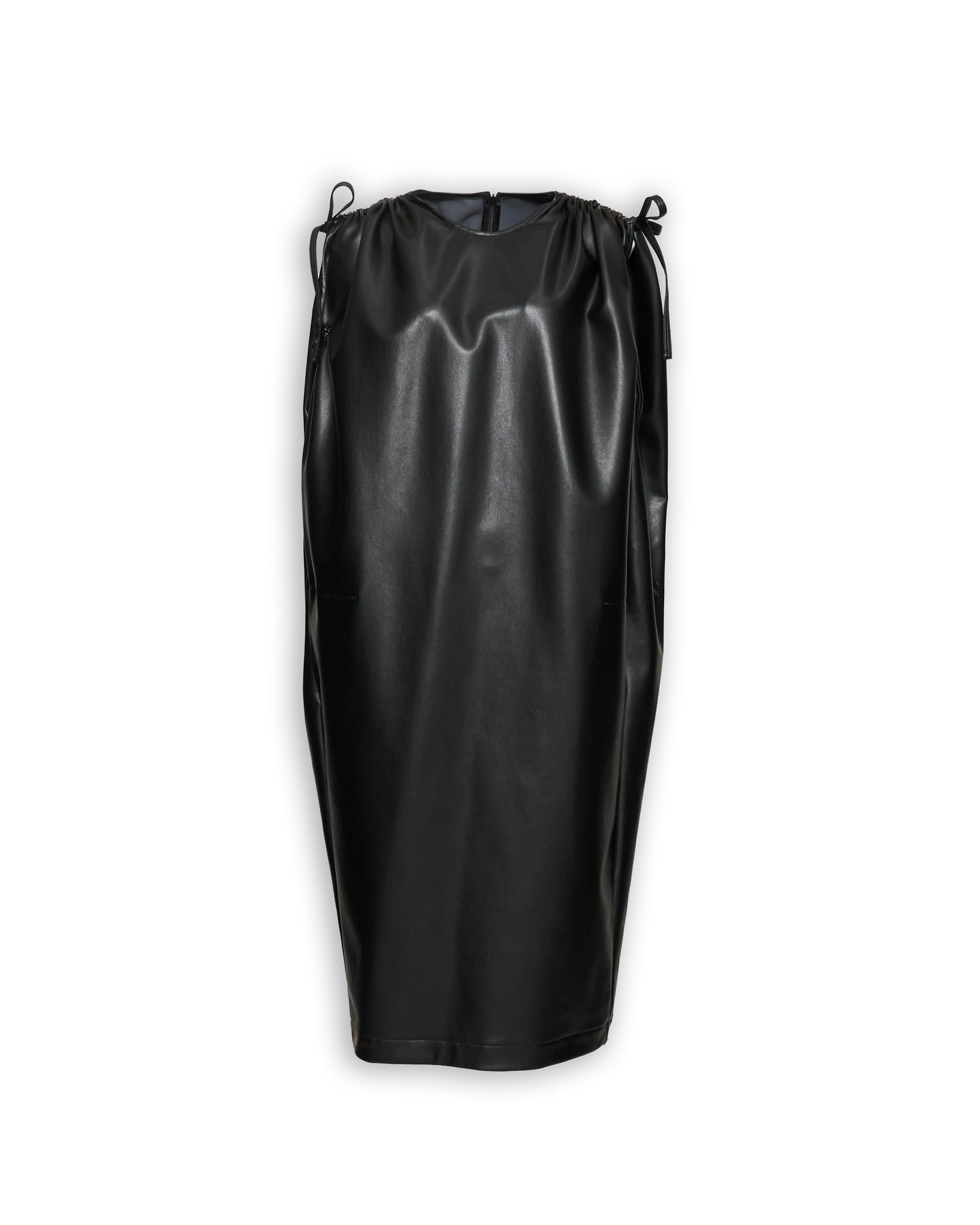 FAUX LEATHER COCOON SHAPED DRESS