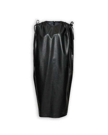 FAUX LEATHER COCOON SHAPED DRESS