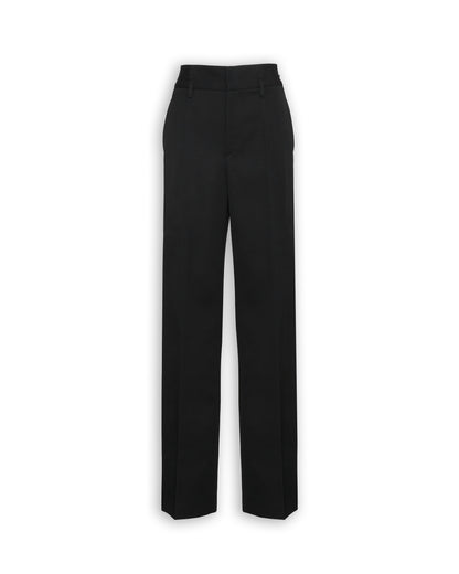 COMPACT WOOL TWILL WIDE WAISTBAND MEN’S TROUSERS