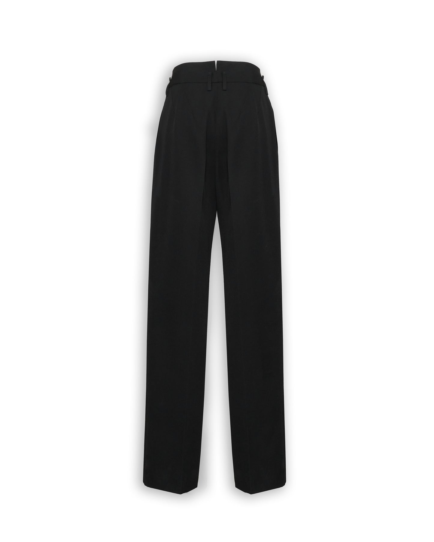 COMPACT WOOL TWILL WIDE WAISTBAND MEN'S TROUSERS