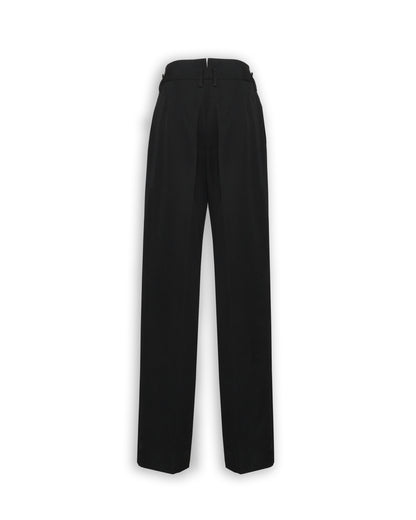 COMPACT WOOL TWILL WIDE WAISTBAND MEN’S TROUSERS