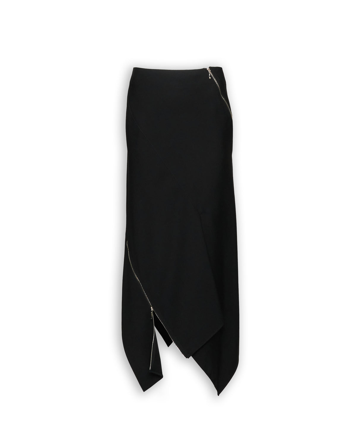 COMPACT WOOL TWILL SPIRAL SEAMED ZIPPED SKIRT
