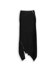 COMPACT WOOL TWILL SPIRAL SEAMED ZIPPED SKIRT